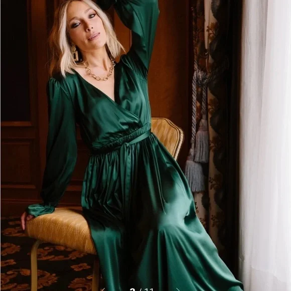 green emerald velvet dress Baltic Born Womens Vera Maxi Dress | Emerald
